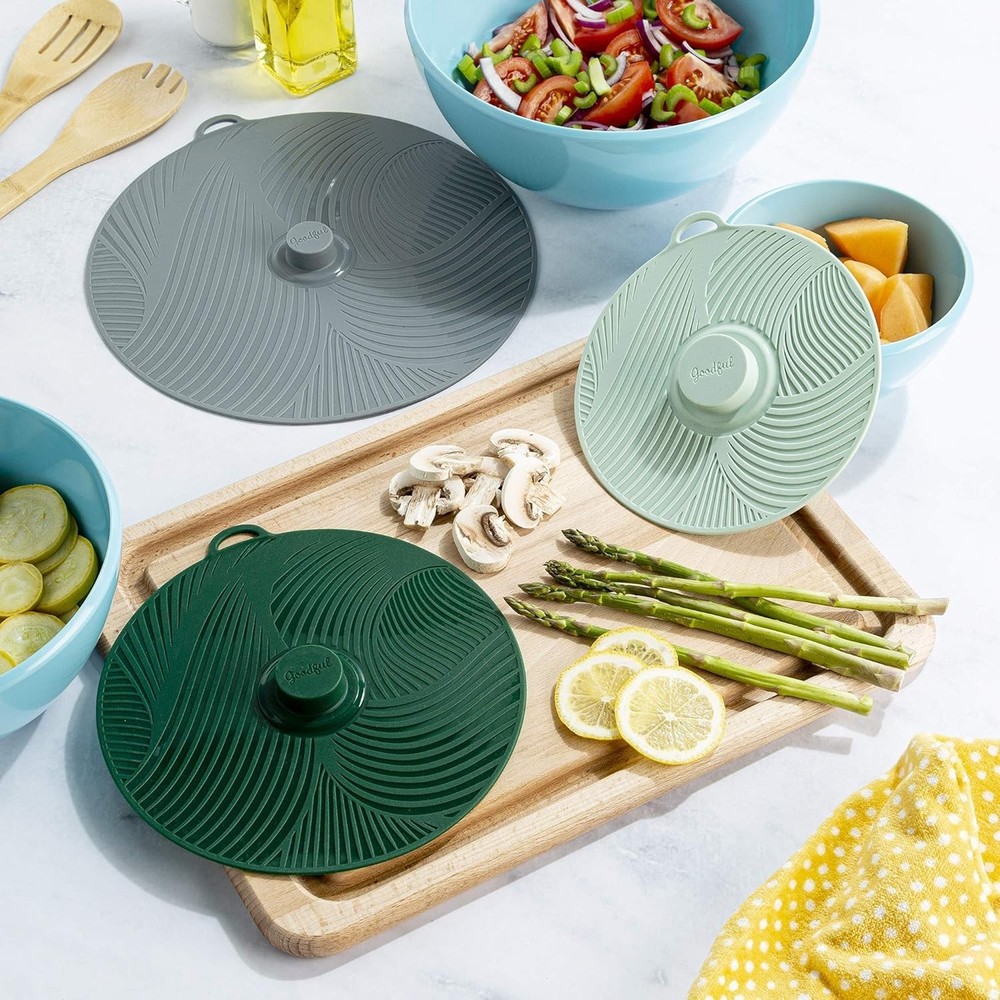 Silicone Suction Seal Lids - 3 Multisized Dishwasher Safe Kitchen Tools