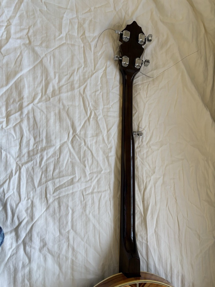 Conqueror 5-String Banjo Closed Back Wood Polished Brown White with Hard Case
