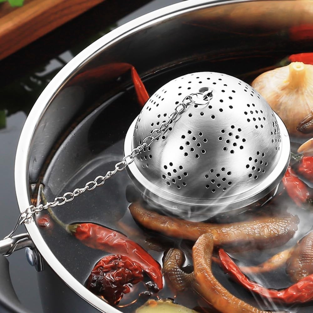Extra Large Stainless Steel Spice & Tea Infuser Ball with Chain Hook