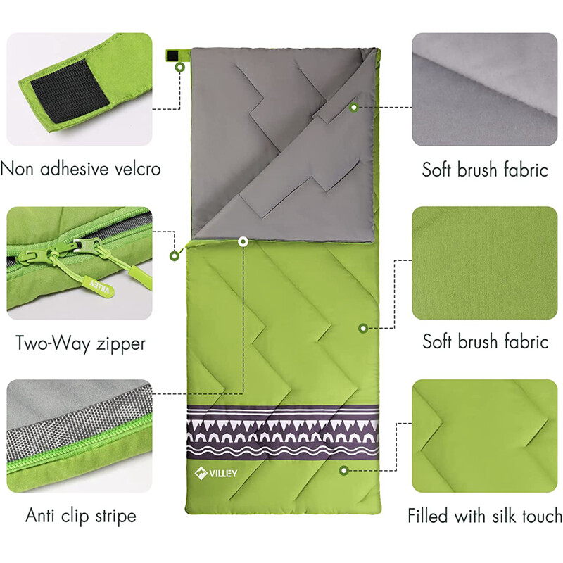 VILLEY Backpacking Camping Sleeping Bag Lightweight Sleep Bag w/Compression Sack