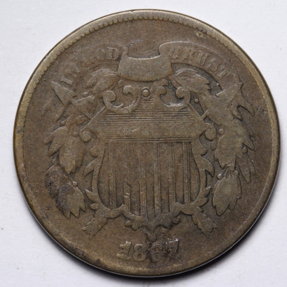 1867 Two Cent Piece VG E253 TACU