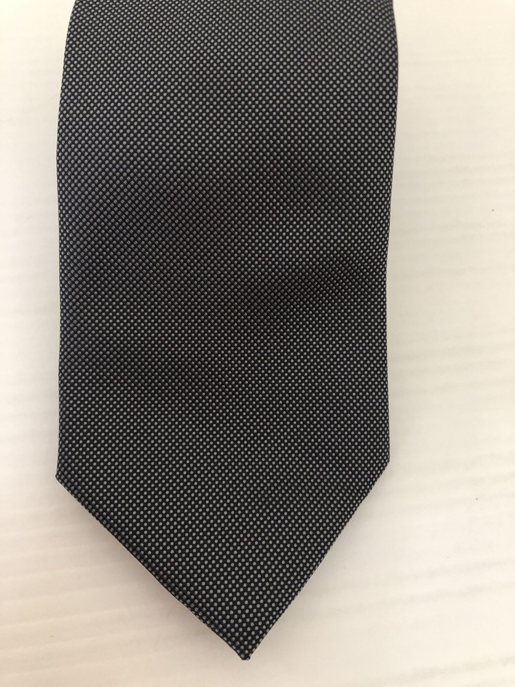 Connor Silk Men Tie Polyester Dark Grey White Dots