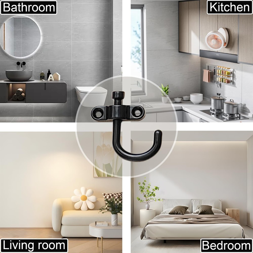 10Pcs Swivel Coat Hook 180°Rotatable, Folding Hook for Hanging Coats, Backpac...