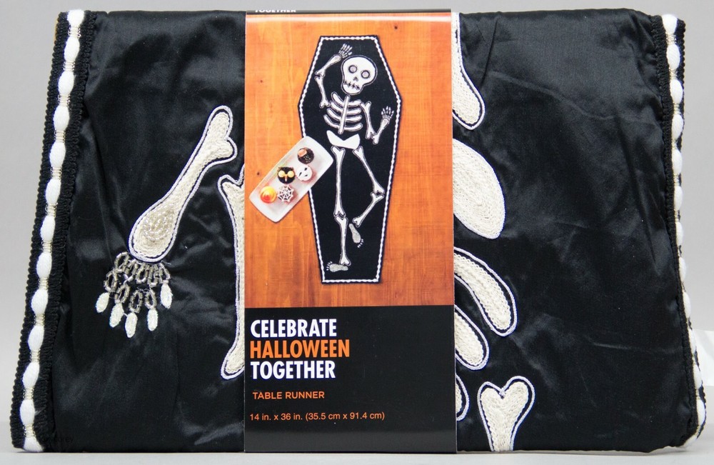 Celebrate Halloween Together Skeleton 14x36 Table Runner NWT