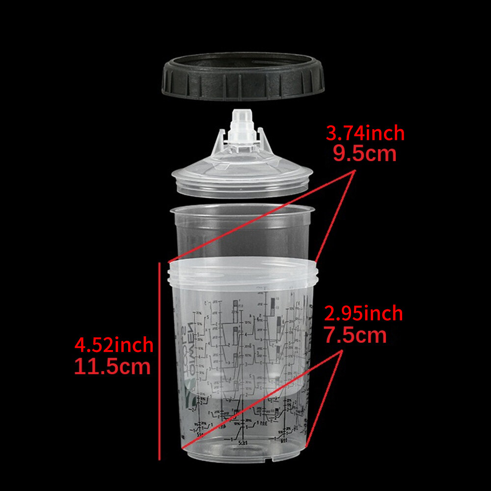 Disposable Plastic Spray Paint Gun Cup Liners & Lids Set 400ML 13.5Ounce