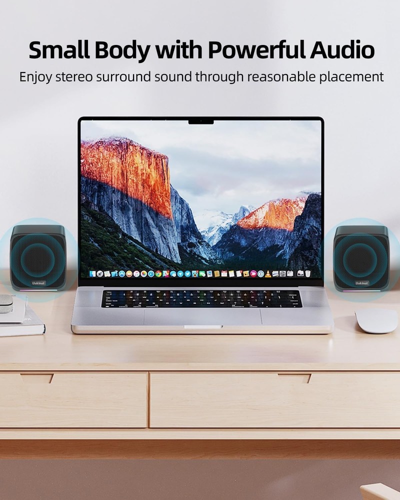USB Powered Desktop Computer Speakers for PC Laptop Tablet Phone Compact 3.5mm A
