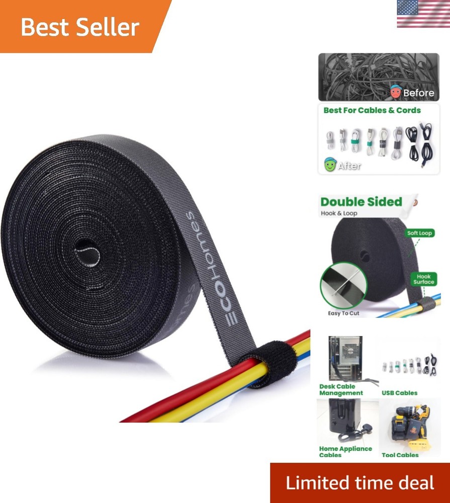 1 Inch x 30 FT Double Sided Hook and Loop Roll Tape - Two Sided, Self Stick, ...