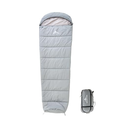 Lightweight Mummy Sleeping Bag 2.87lbs, Backpacking Sleeping Bag 42℉ STONE GREY