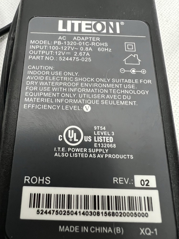 liteon pb-1320-01c-rohs 12v adapter