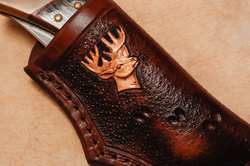 Custom Leather Sheath w/deer for Buck 110
