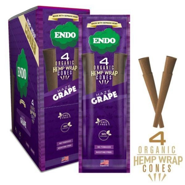 Endo Organic Wraps Cones Haze Grape - 15 Pack 4 Per Pack