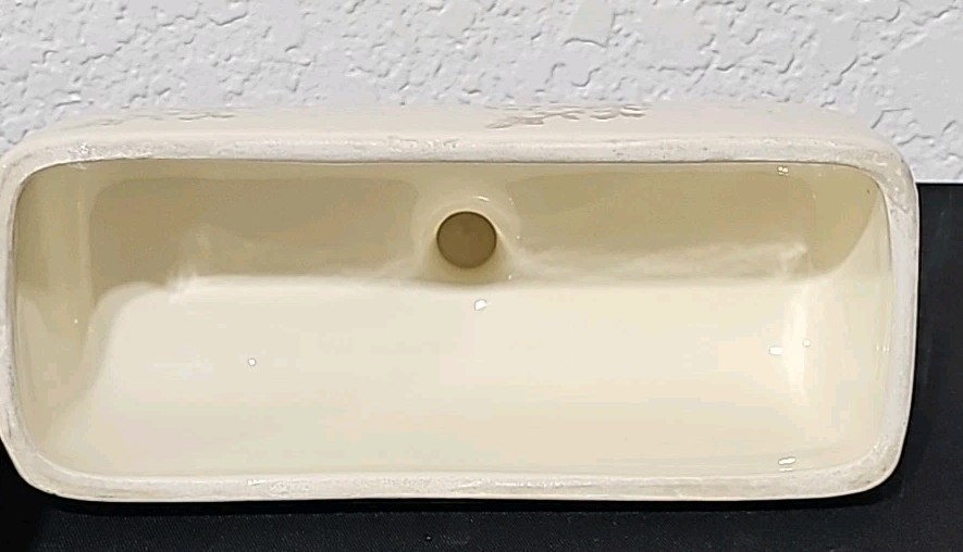 Home white floral embossed butter dish.