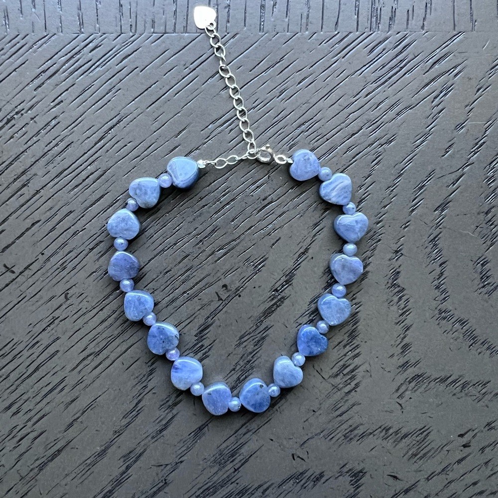 Tanzanite heart adjustable bracelet 7’