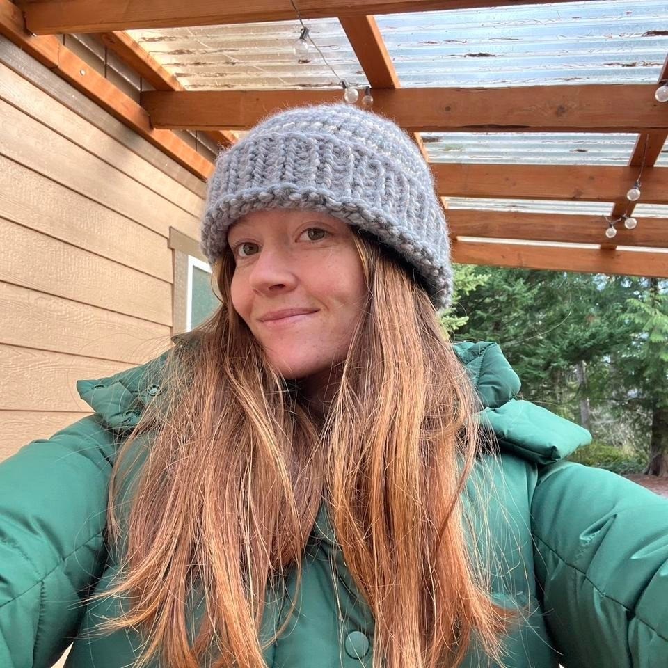 Hand Knit Light Blue Chunky Beanie