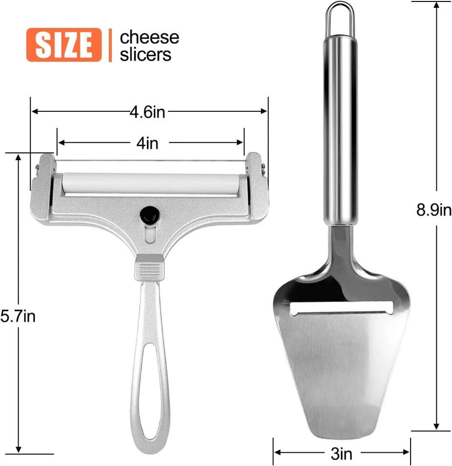 2 PACK Stainless Steel Cheese Slicer - Adjustable Thickness Grey for Kitchen#*/