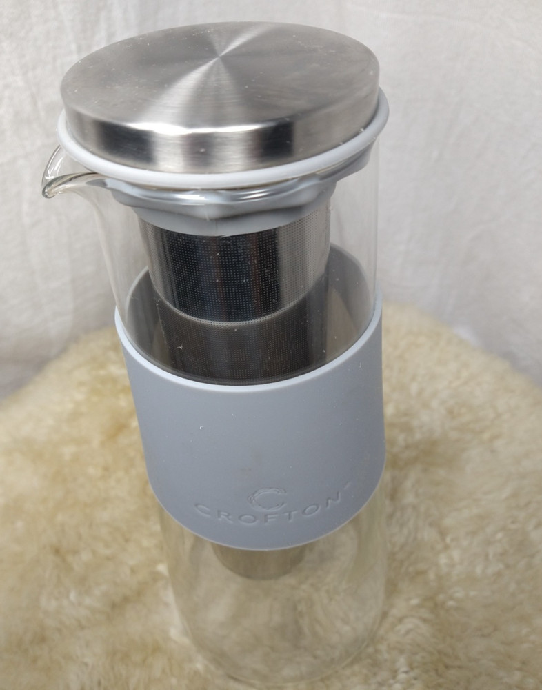 CROFTON COLD BREW COFFEE SYSTEM GLASS STORAGE PITCHER & REUSABLE STEEL FILTER