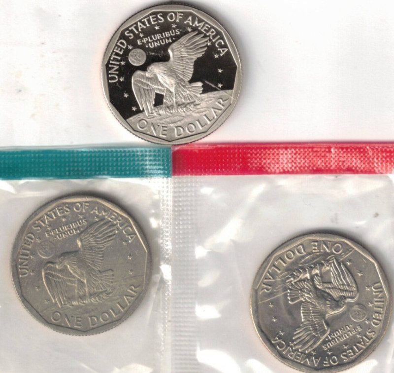 1979-S Proof with P+D MS Susan B Anthony 3 types One Dollar Coins!