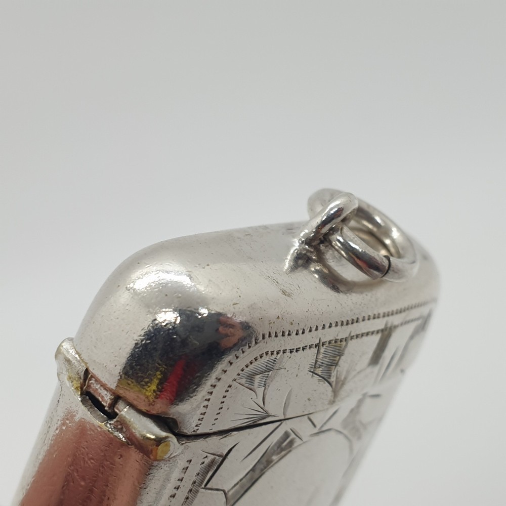 Silver-Plated Vesta Case Match Holder Floral Design