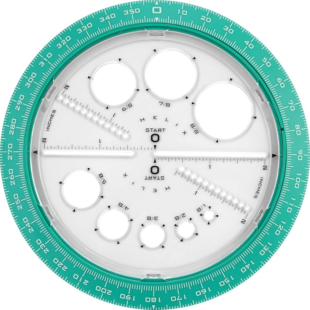 6-Inch Angle and Circle Maker - Accurate Drafting Tool with Colorful Templates