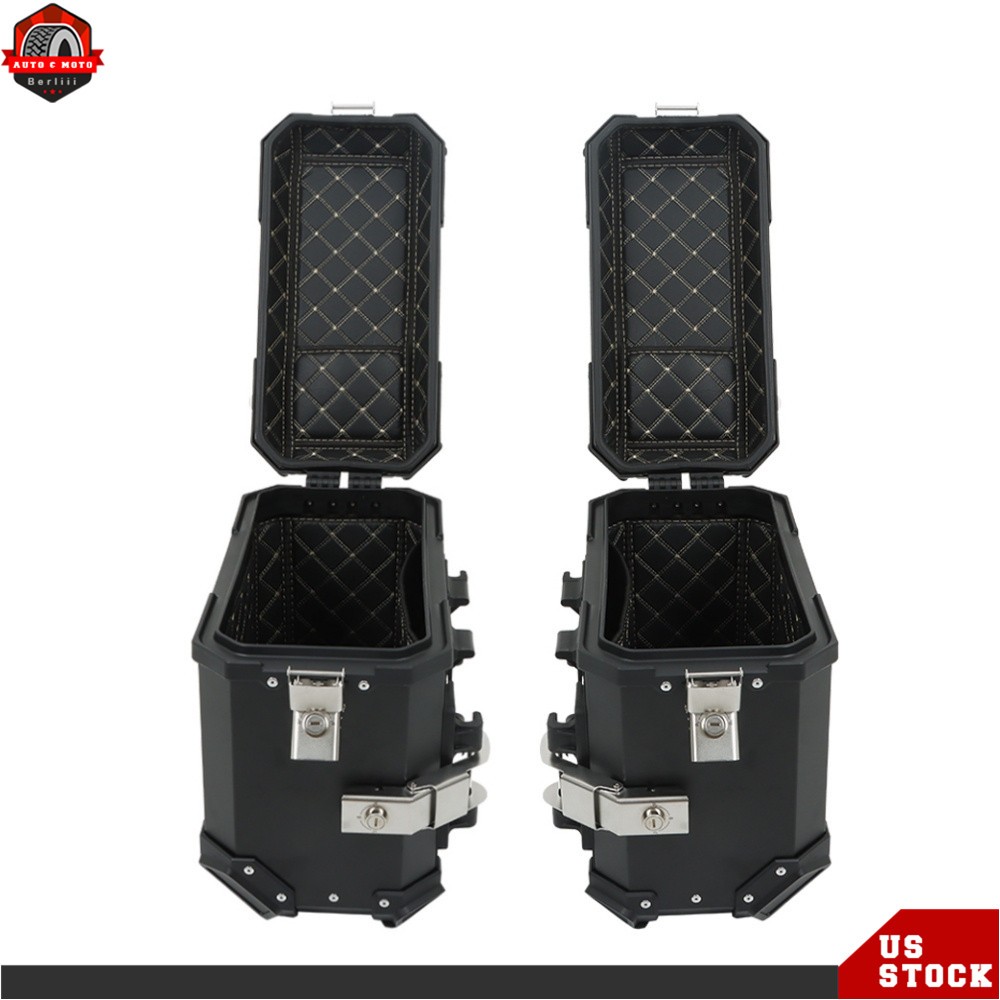 Motorcycle 36L Side Case Hard Saddlebag + 55L Top Case Tail Box Luggage US