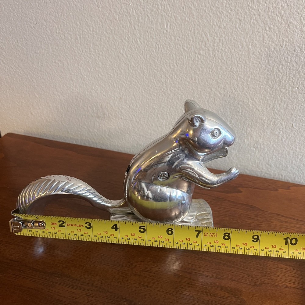 Squirrel Nutcracker Nut Cracker Mechanical Cast Aluminum Silver Color Figural