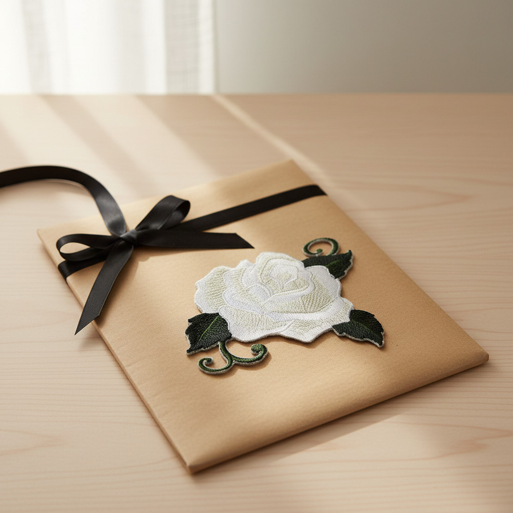 White Rose Embroidered Patch | Made in USA