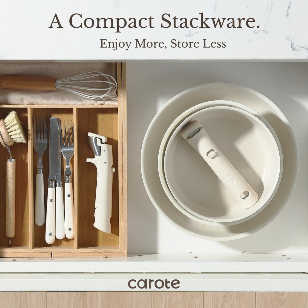 Nonstick Cookware Set with Detachable Handles 17 Piece