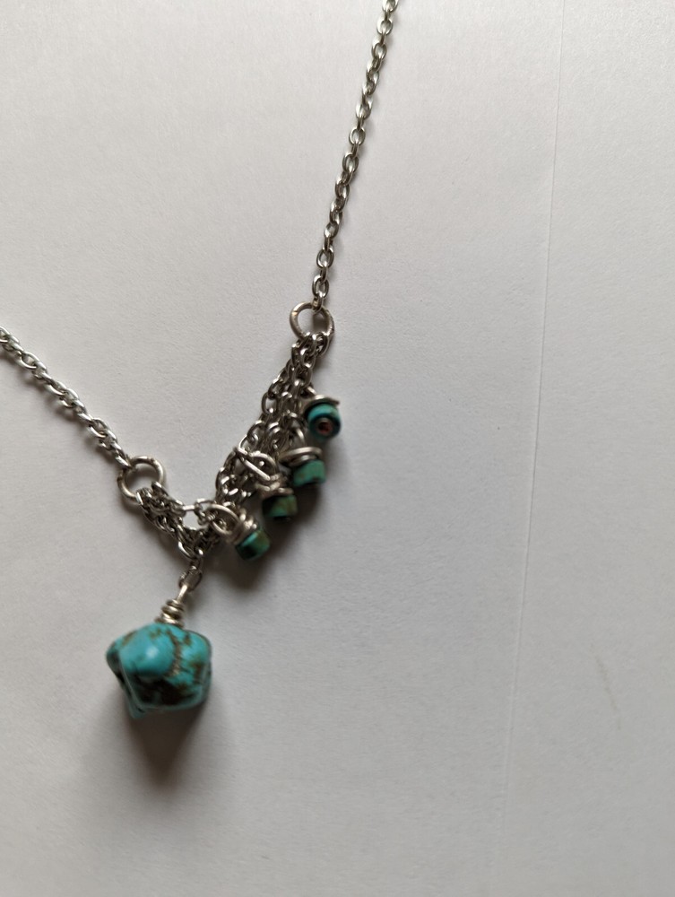 Asymmetric Turquoise Necklace with Feather