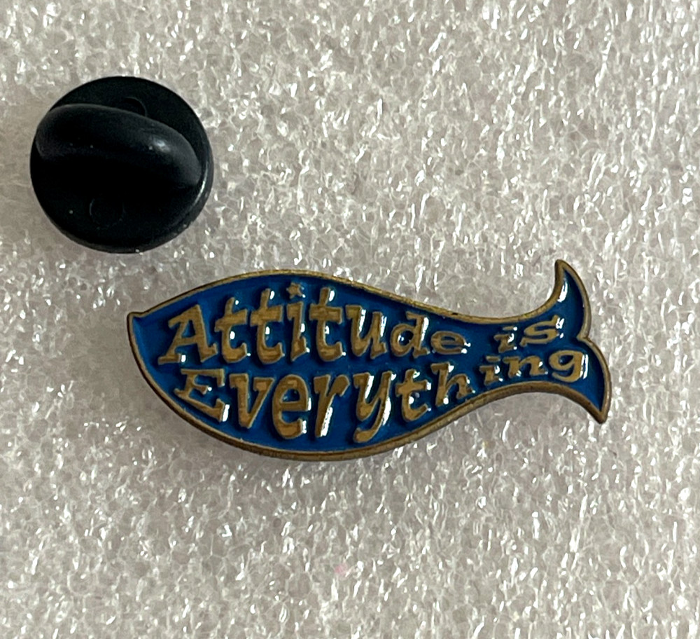 Attitude Is Everything Baudeville blue enamel fish  Pin. (8)