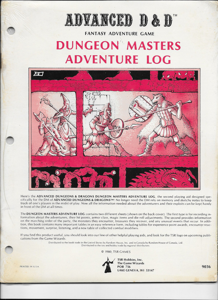 Sealed Advanced Dungeons & Dragons Dungeon Masters Adventure Log
