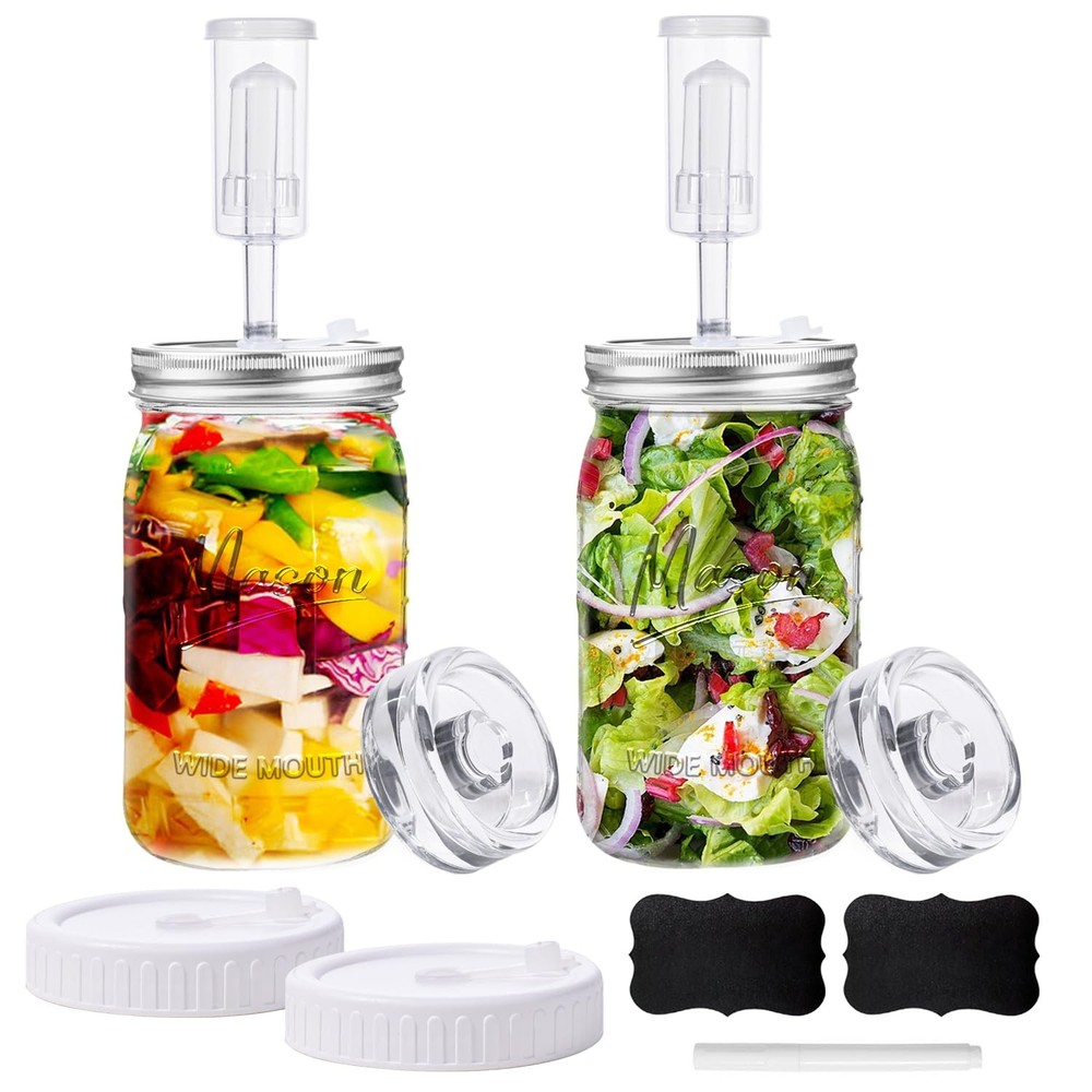 Galssmagic 32 oz Fermentation Jar,2 Pack kit with 32oz