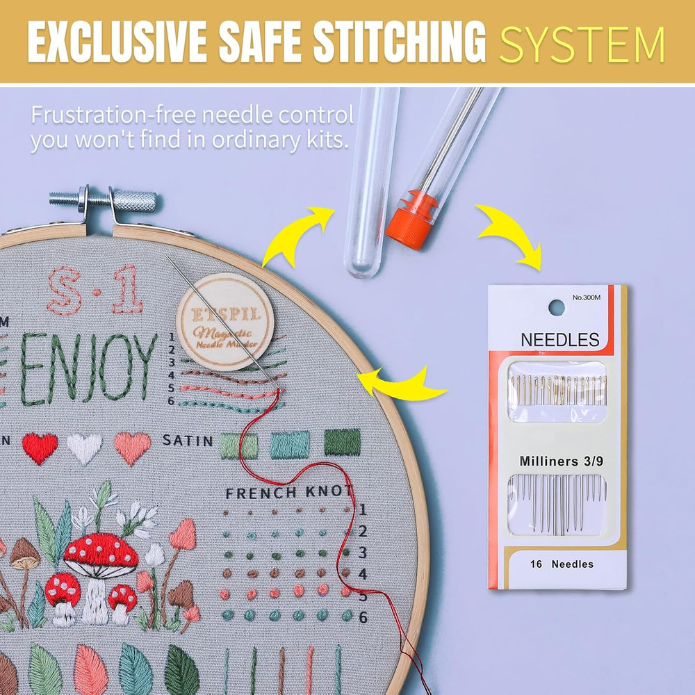 Embroidery Kit Beginners 33 Stitches Video Tutorial DIY Craft Set Women