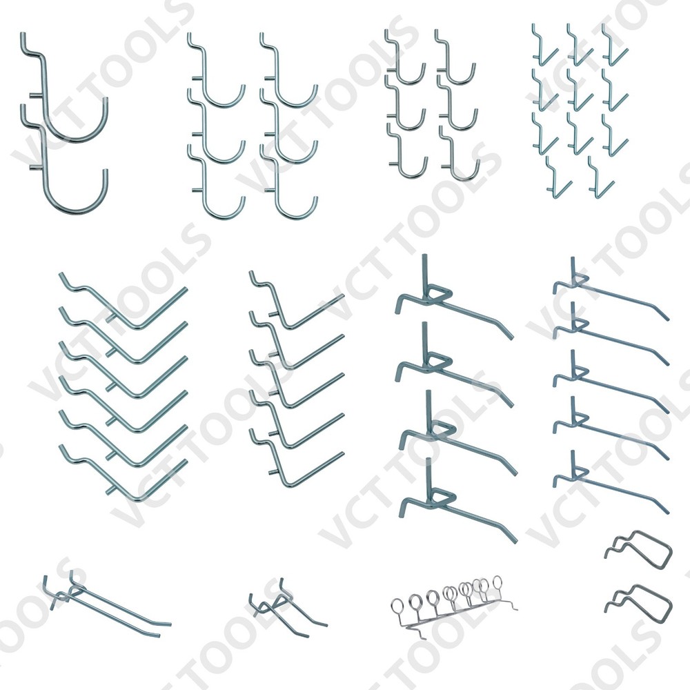 50pc Pegboard Hooks Set Chrome Steel Organizer Kit for Garage Workshop Storage