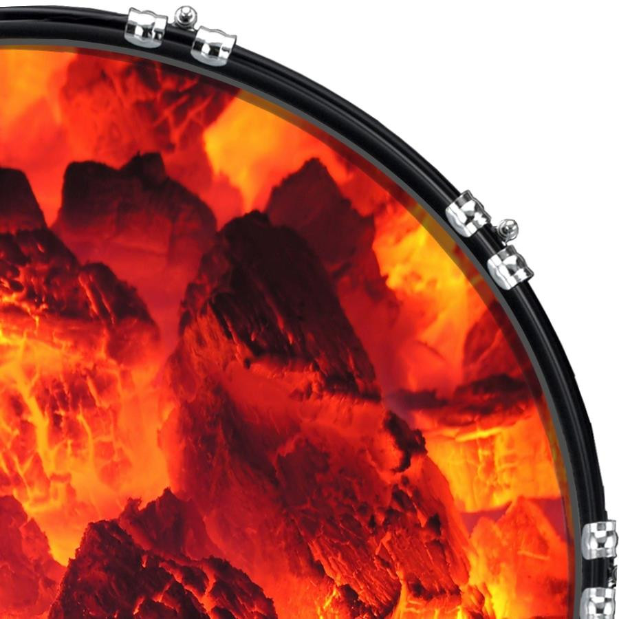 20" Custom Bass Kick Drum Front Head Graphical Fire Embers