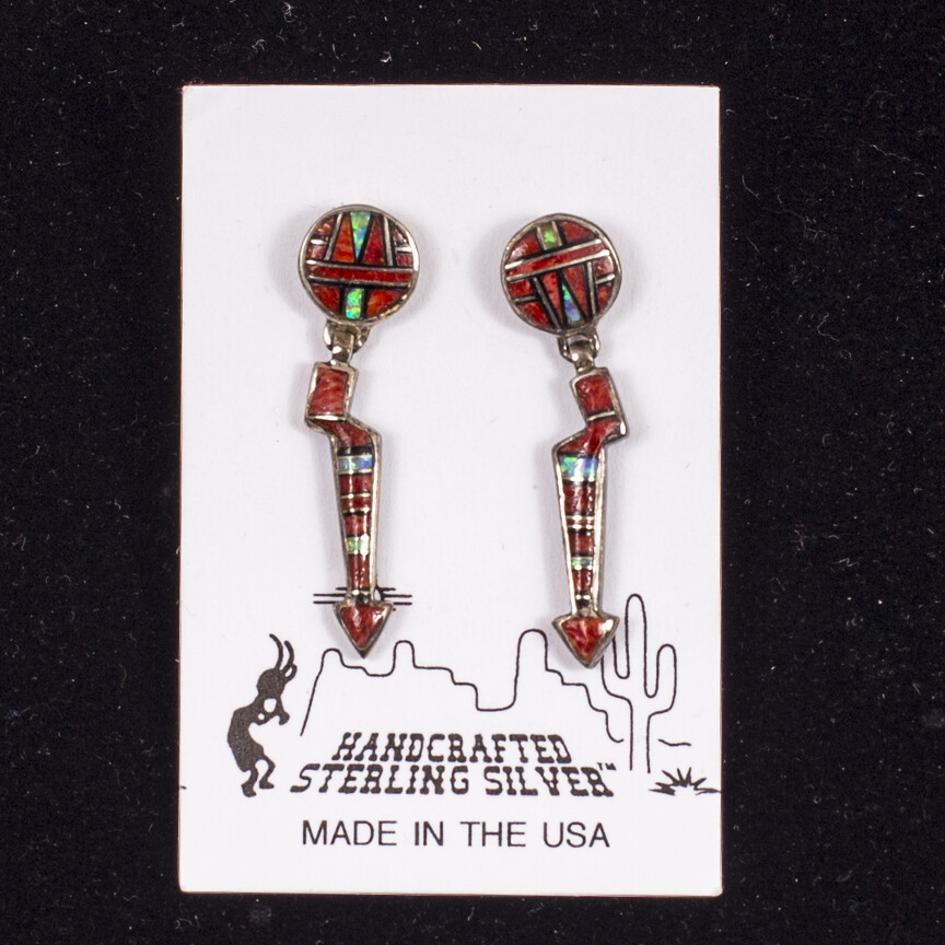 Sterling Silver & Enamel SouthWest Style Earrings