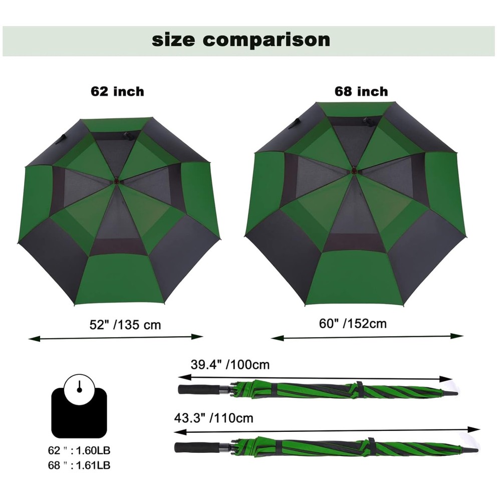 Oversize Double Canopy Golf Umbrella Waterproof 68 Inch