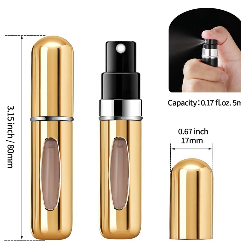 4pcs 5ml Portable Perfume Atomizer - Refillable Mini Spray Bottle for Travel