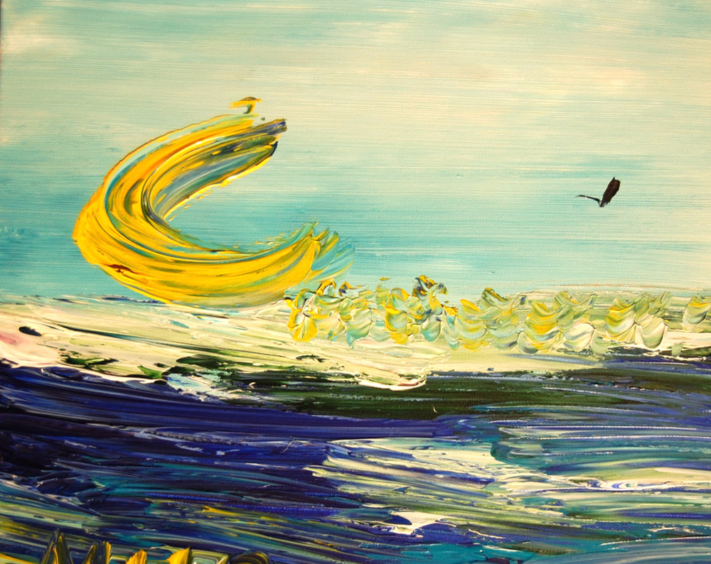 IMPRESSIONIST MODERN ART STRETCHED CANVAS  MUSIC COFFEE LANDSCAPE