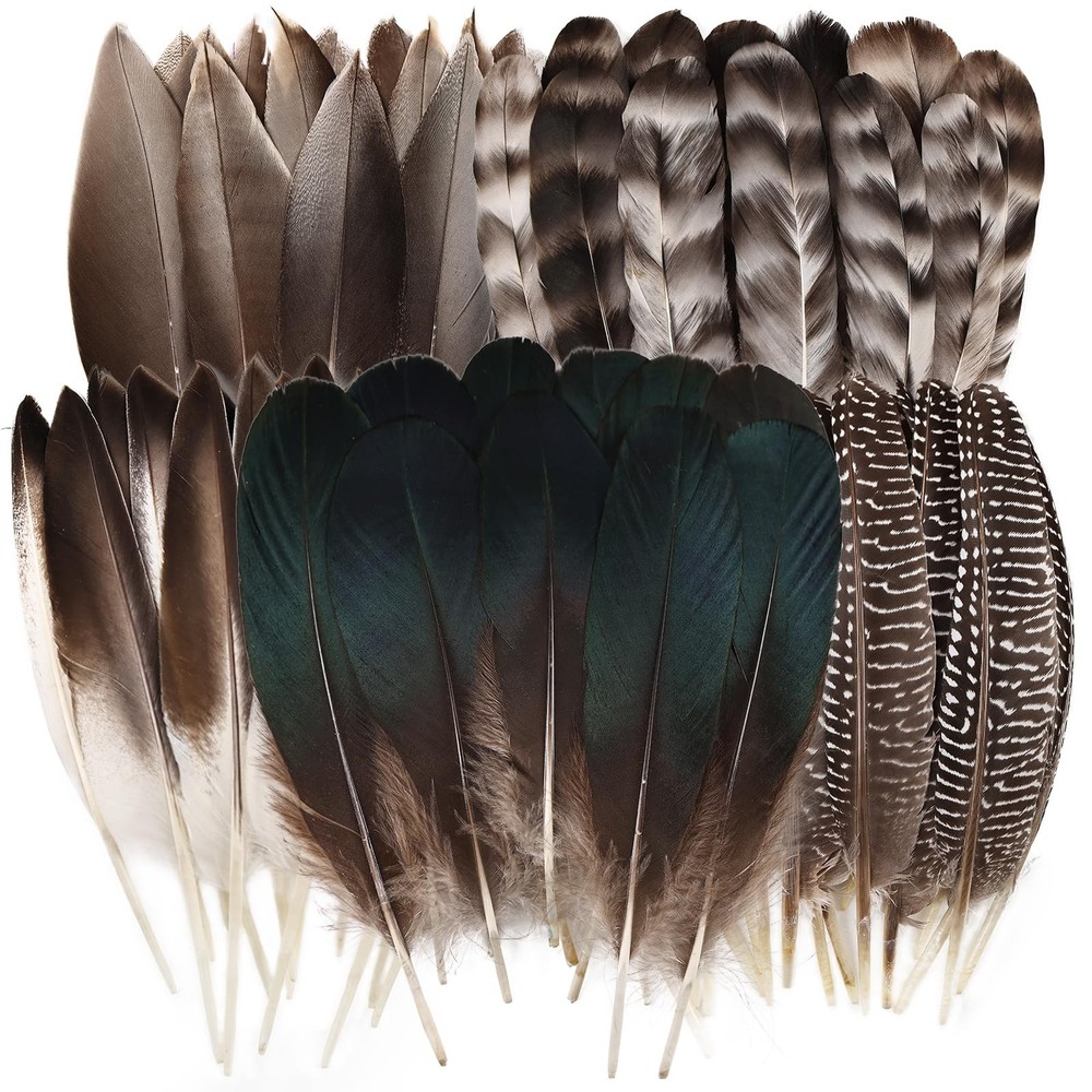 30 PCS Pheasant Feathers 5 Style Natural Mixed Decorative Spotted DIY Crafts