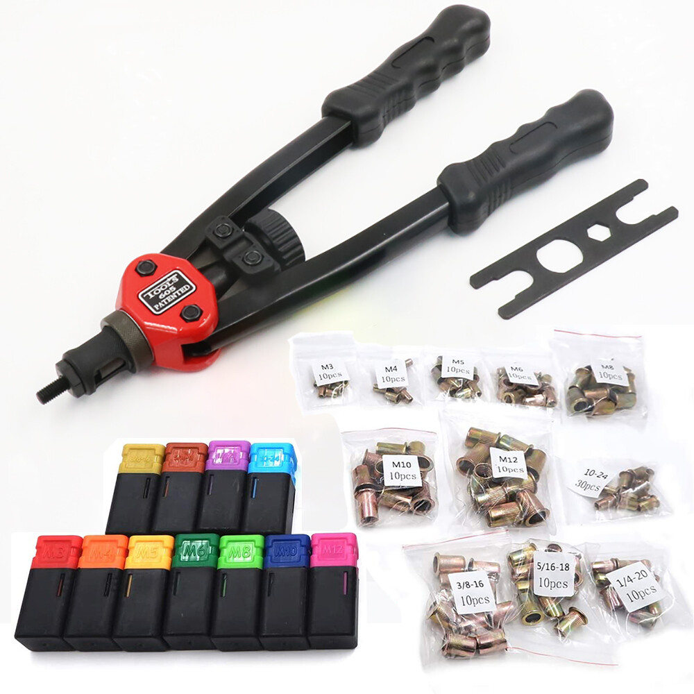 13" Rivet Nut Gun Kit Rivnut Tool Nut Setter Thread Setting Nutsert Metric&SAE