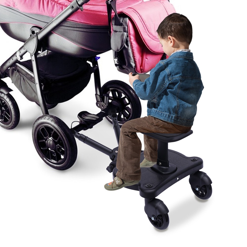 Universal 2 in 1 Stroller Ride Board w/ Detachable Seat, Stroller Glider board