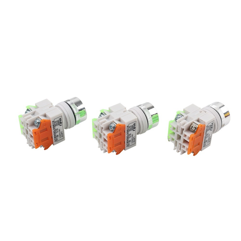3PCS AC 660V 10A 4pin instantaneous push button switch red