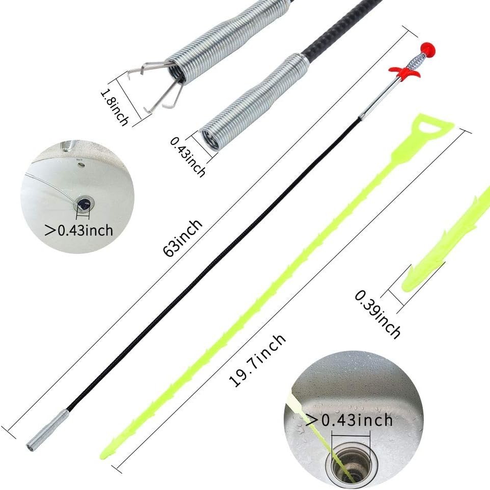 Flexible Drain Cleaner Tool with Plastic Handle for Easy Operation and Control