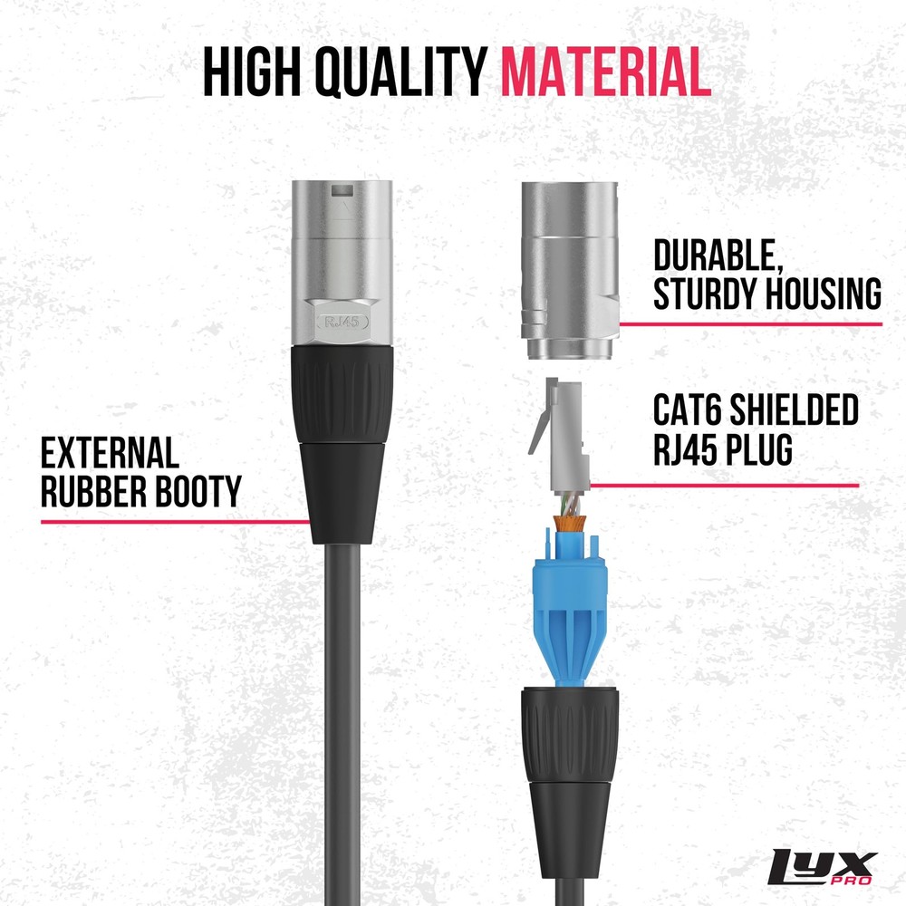 LyxPro 100 Feet Shielded CAT6 Ethercon Cable - Professional Audio & Lighting ...