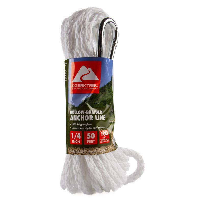50ft Braided Polypropylene Anchor Line W/ Snap Hook Durable Rot-Resistant Rope