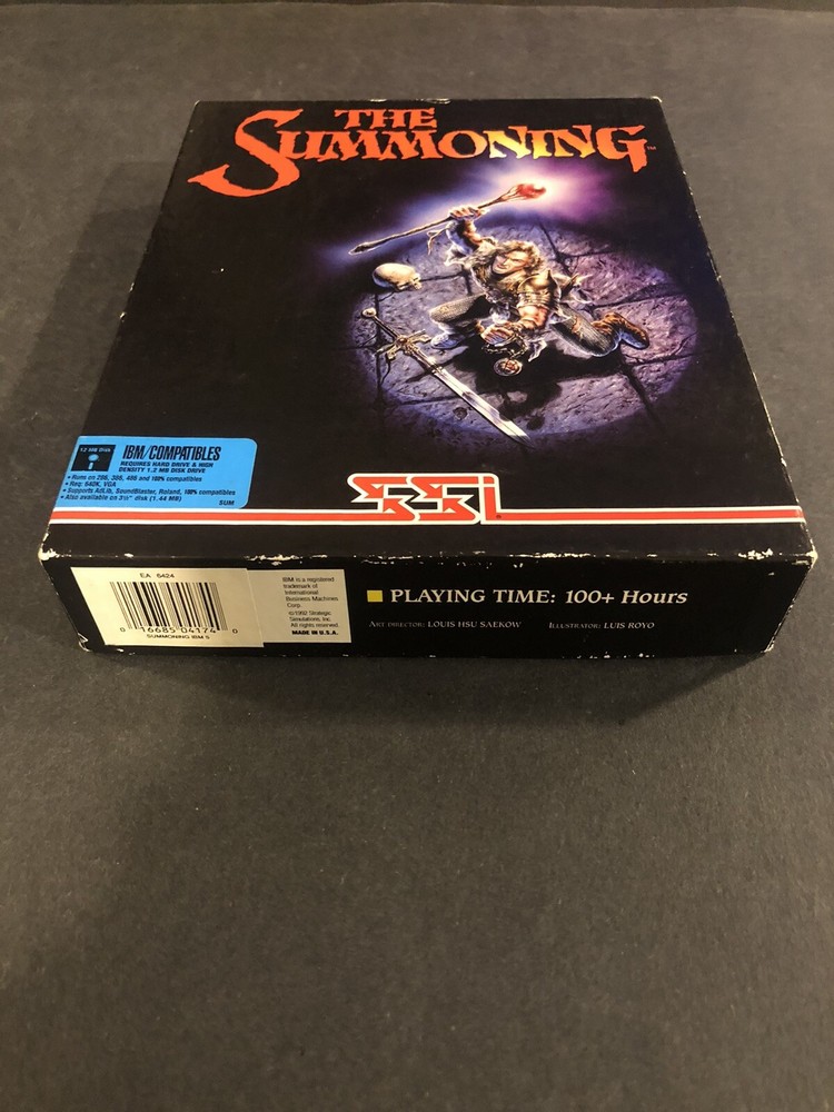 SSI The Summoning IBM Big Box PC 1992 box and inserts only