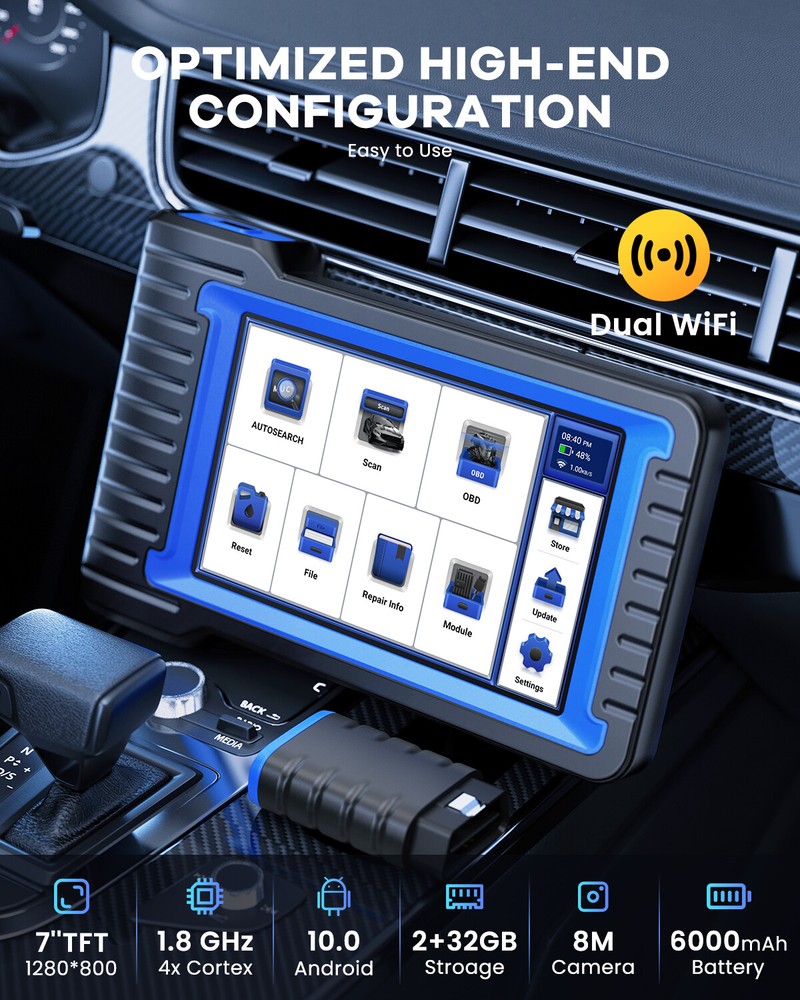 MUCAR 7" Bi-directional Scan Tool Bluetooth OBD2 Scanner Full System Diagnostic