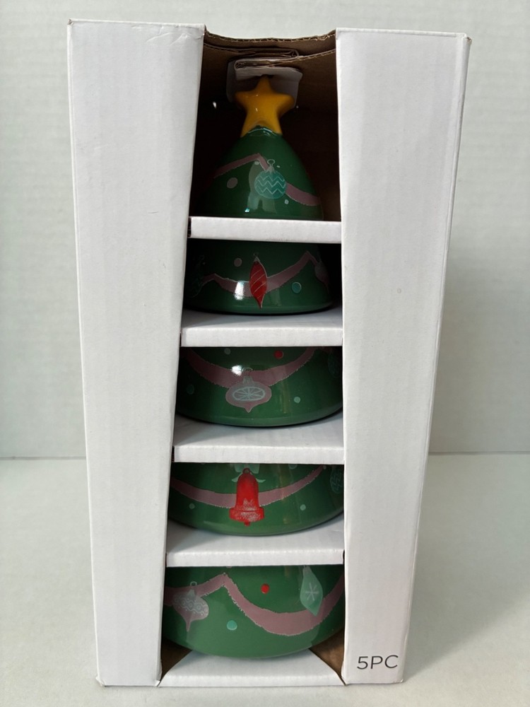 Stir Holiday Ceramic Christmas Tree Measuring Cup Set Holiday Baking Accessories
