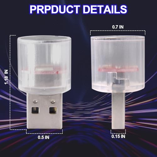 USB LED Car Interior Night Light, 2 Pcs Universal Mini USB LED Decoration