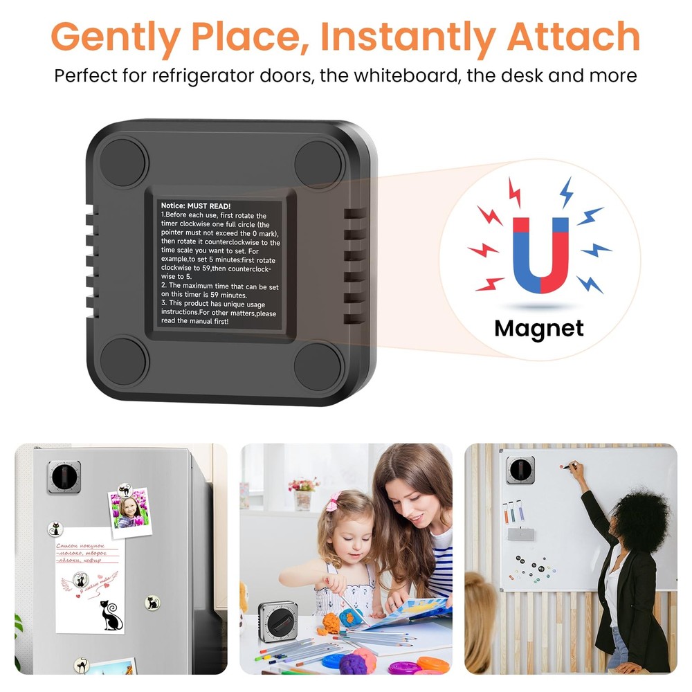 Mechanical Kitchen Timer with Magnet: Wind Up Cooking Timer Clock with Loud A...